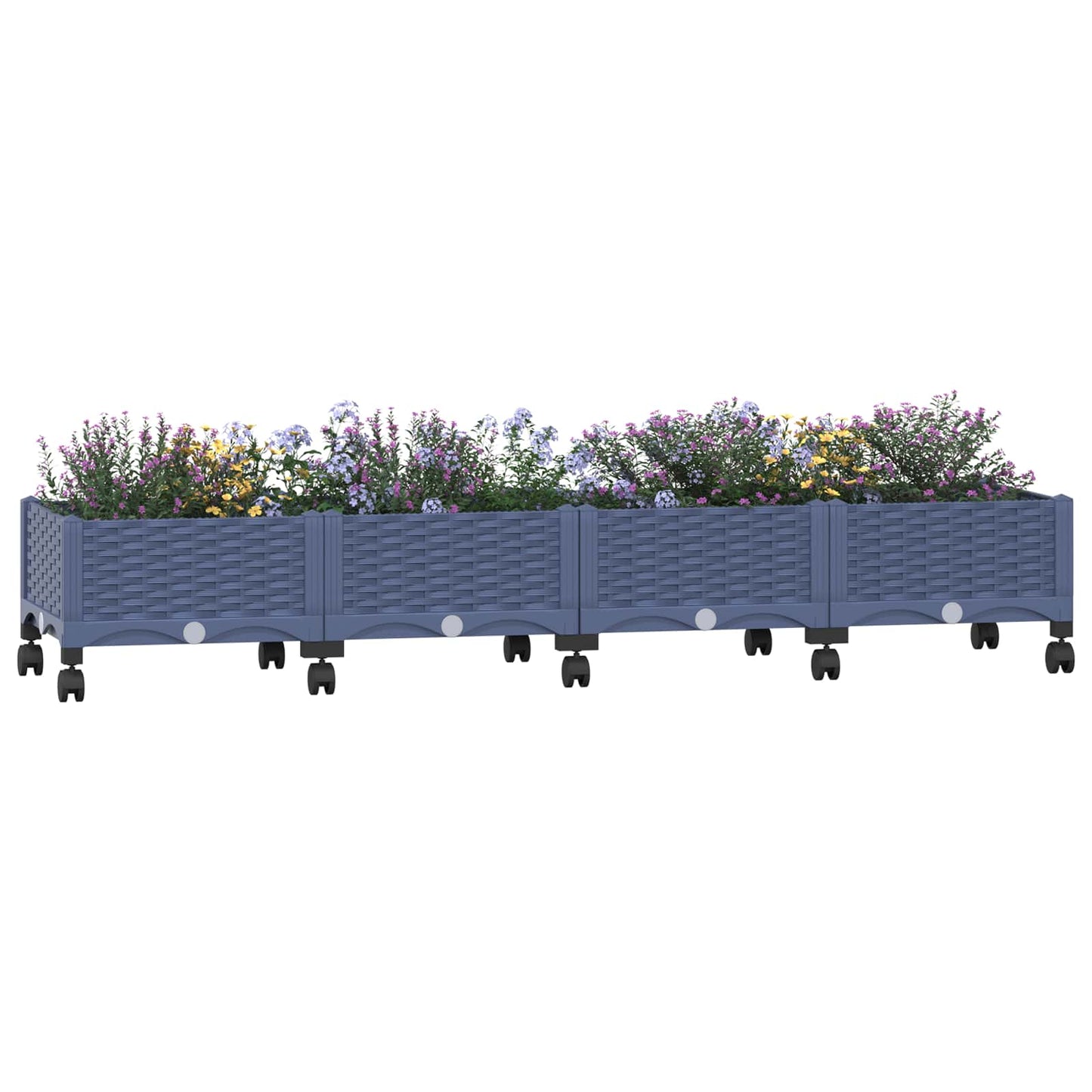 Gartenpflanzer mit Rädern Blaugrau 160 x 40 x 33 cm PP