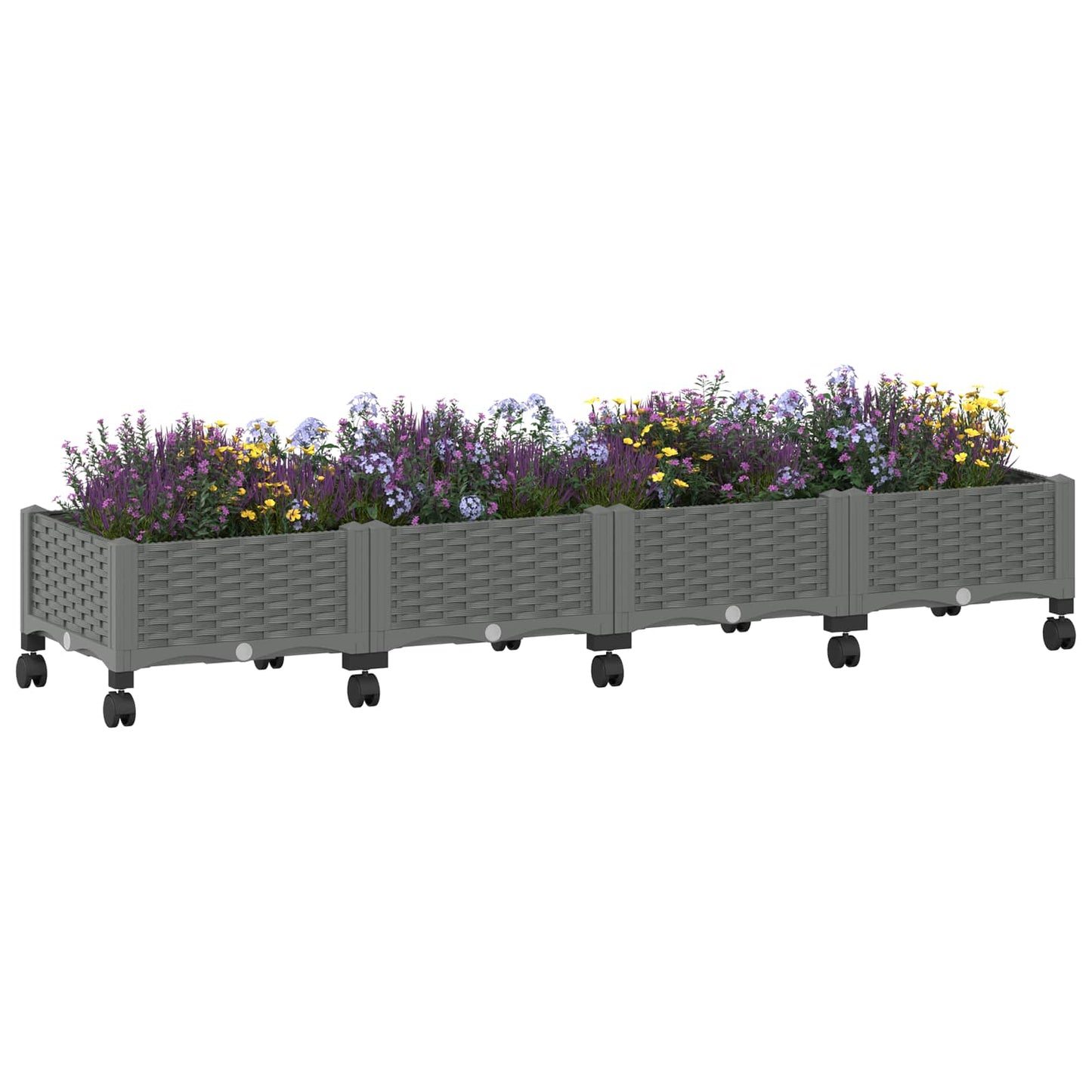 Gartenpflanzer mit Rädern Hellgrau 160 x 40 x 33 cm PP
