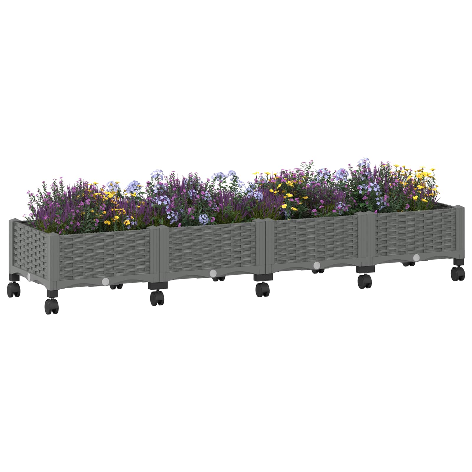 Gartenpflanzer mit Rädern Hellgrau 160 x 40 x 33 cm PP