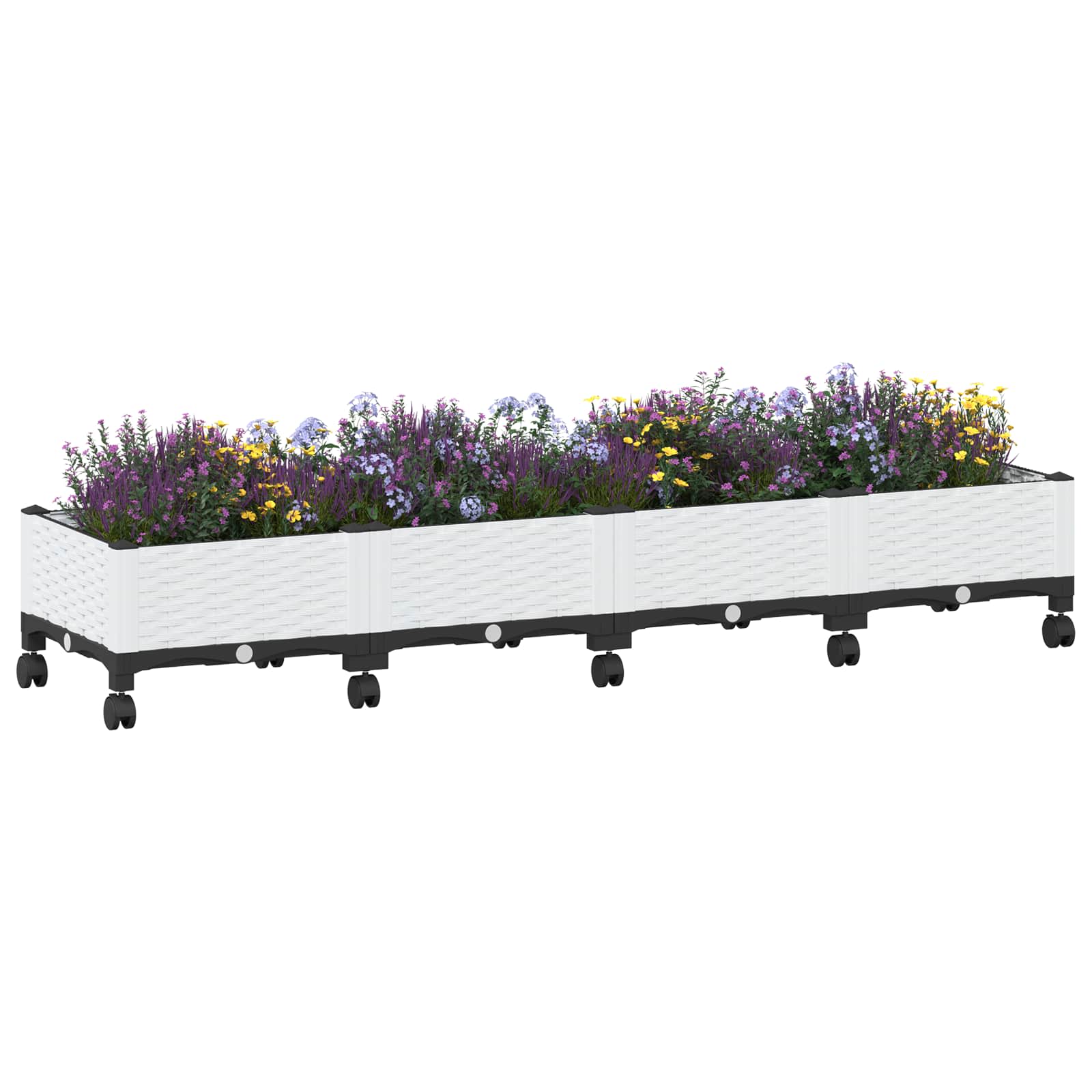 Gartenpflanzer mit Rädern Weiß 160 x 40 x 33 cm PP