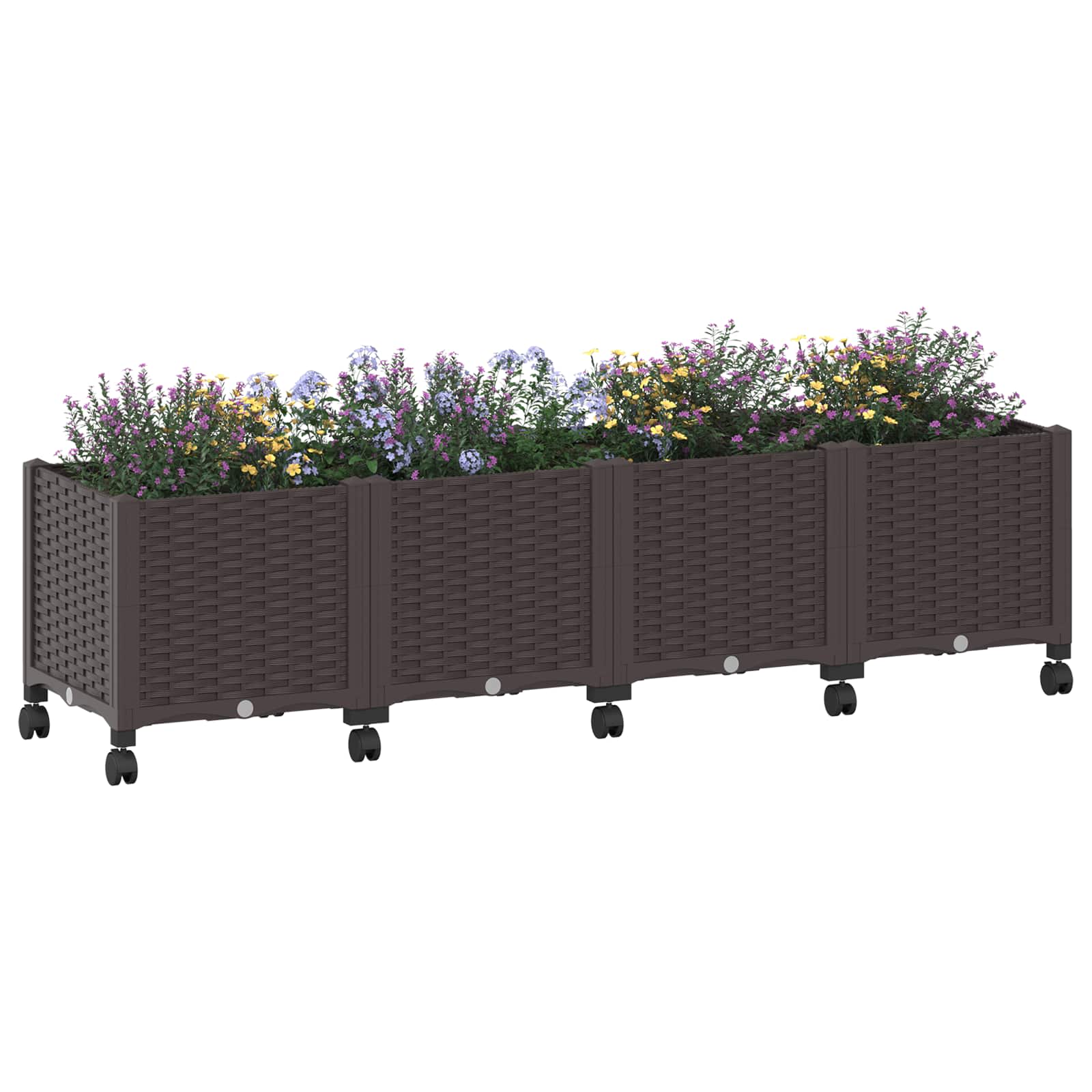 Gartenpflanzer mit Rädern Braun 160 x 40 x 44 cm PP