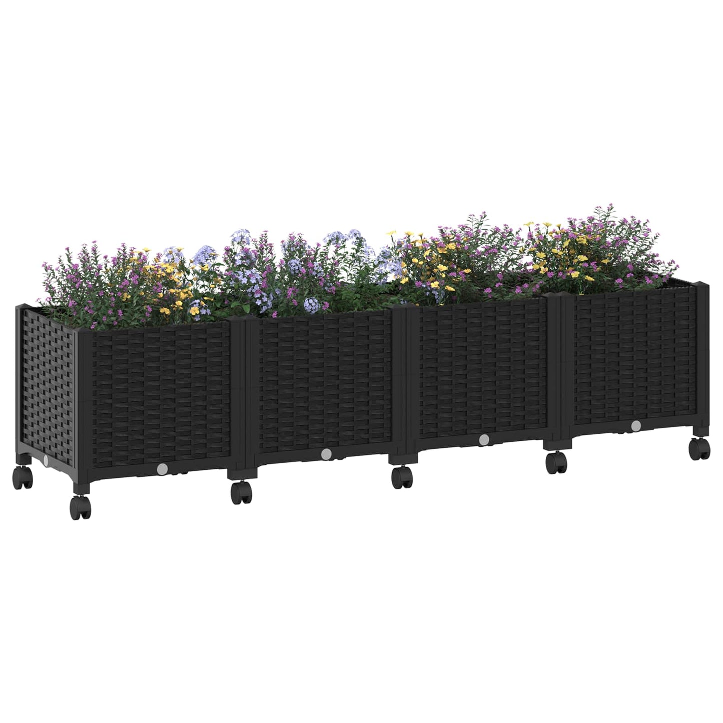 Gartenpflanzer mit Rädern Schwarz 160 x 40 x 44 cm PP