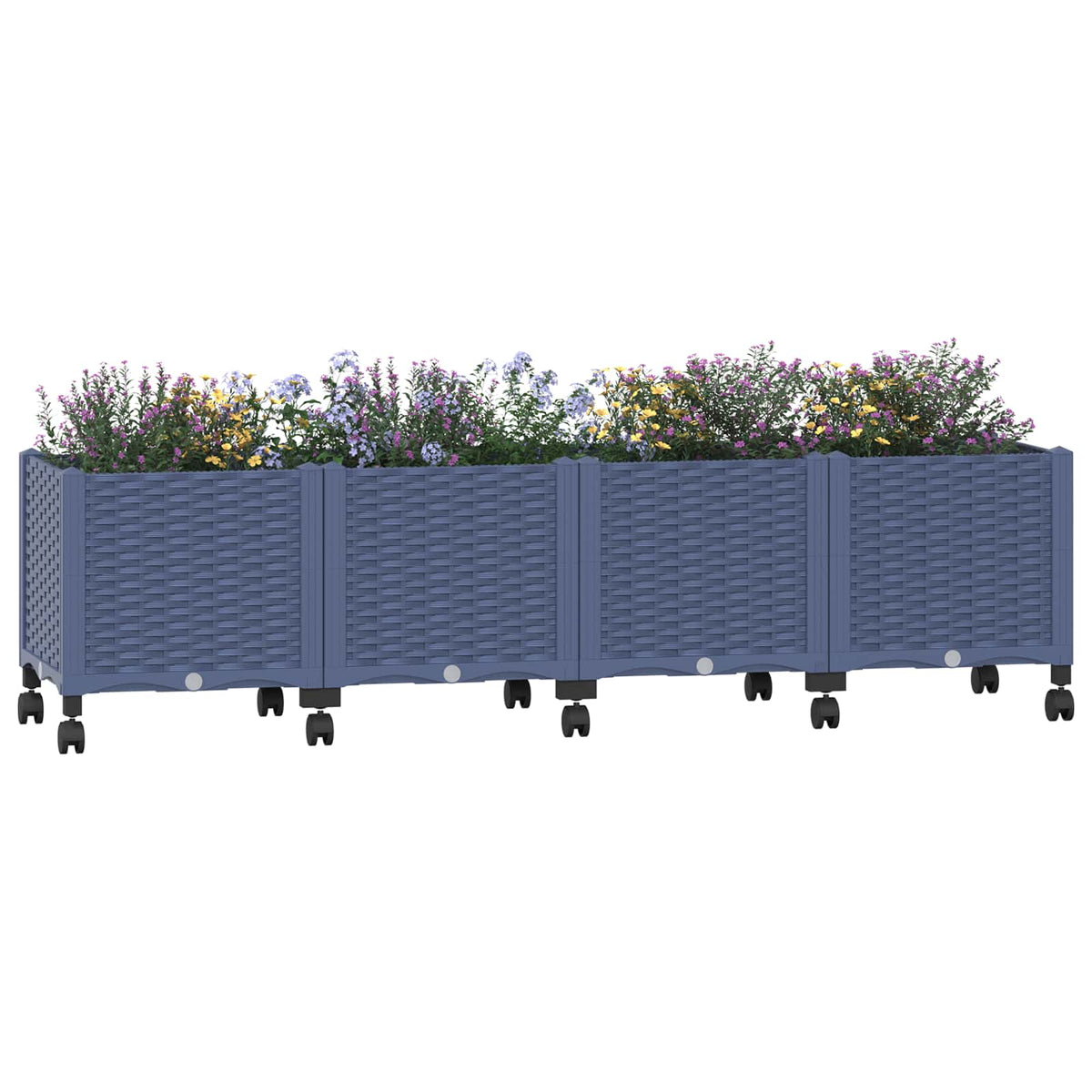 Gartenpflanzer mit Rädern Blaugrau 160 x 40 x 44 cm PP