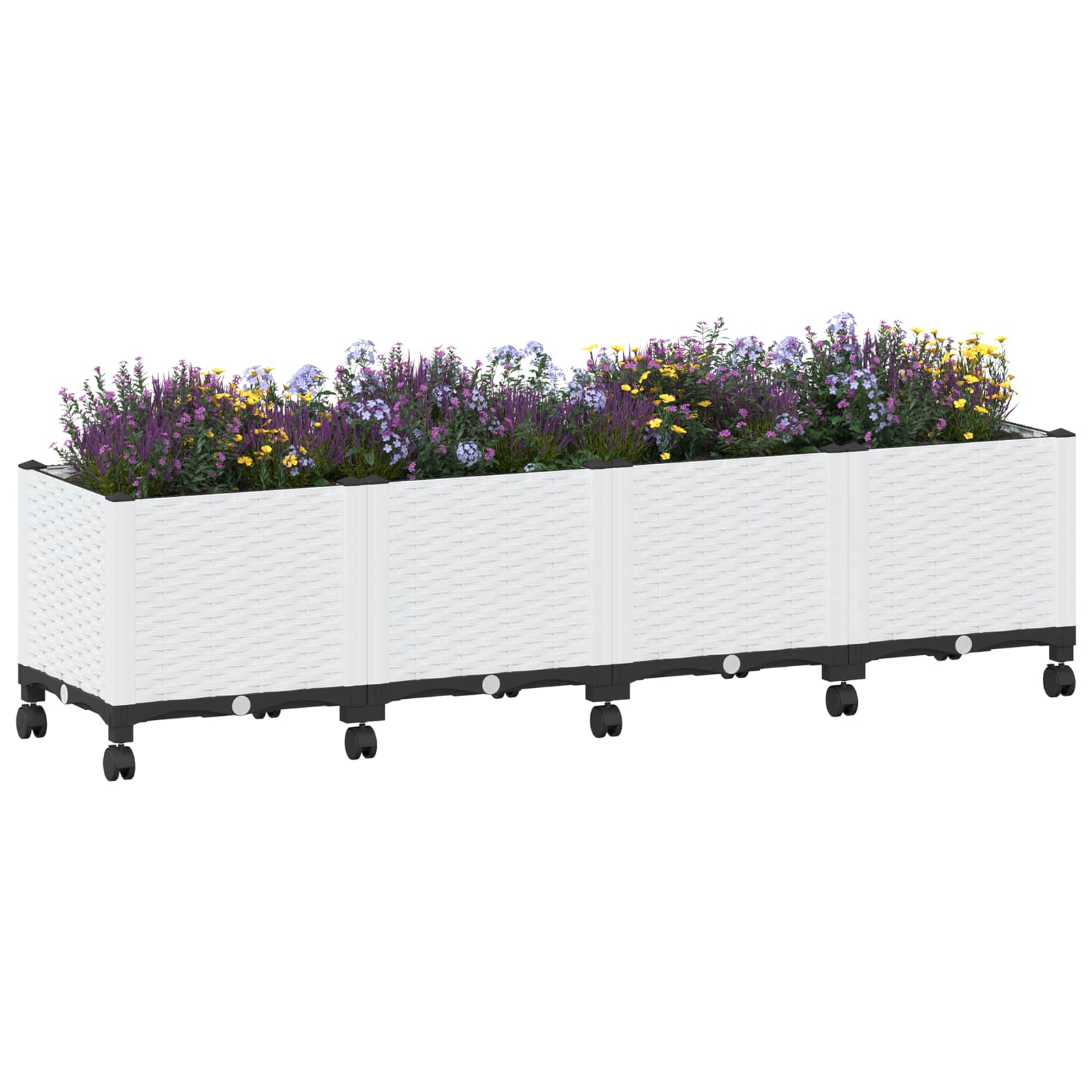 Gartenpflanzer mit Rädern Weiß 160 x 40 x 48 cm PP