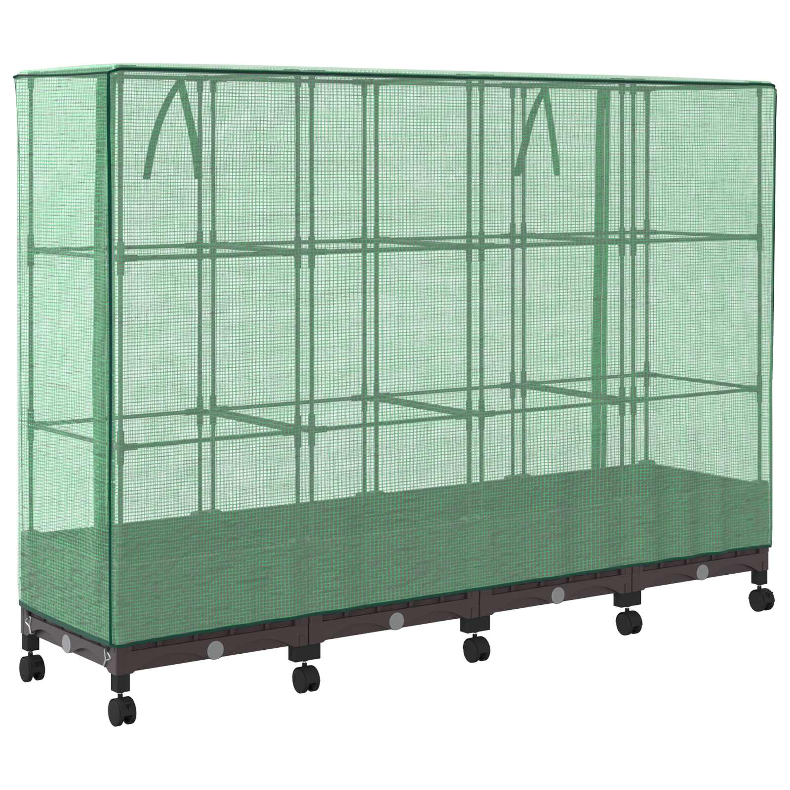 Gartenplanter mit Gewächshausabdeckung und Rädern 4 Stk. Braun