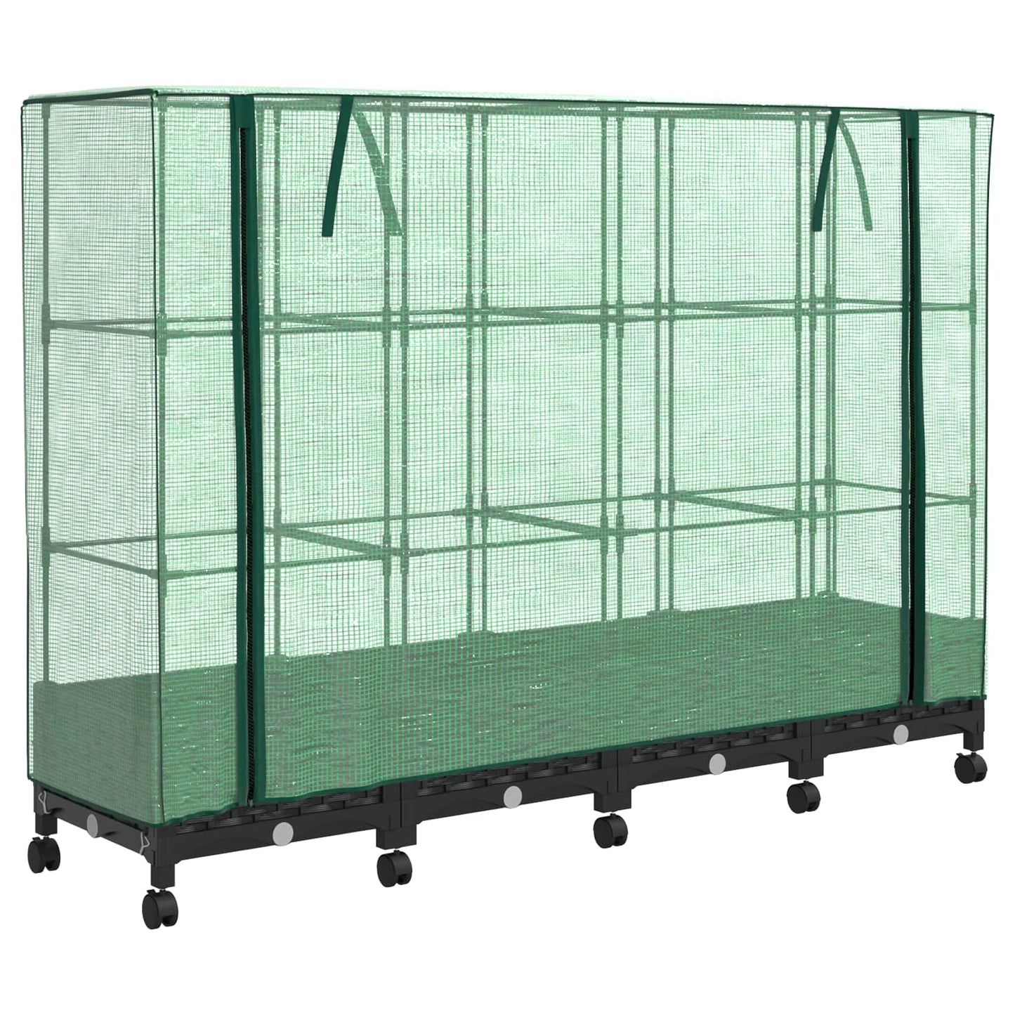 Gartenplanter mit Gewächshausabdeckung und Rädern 4 Stk. PP