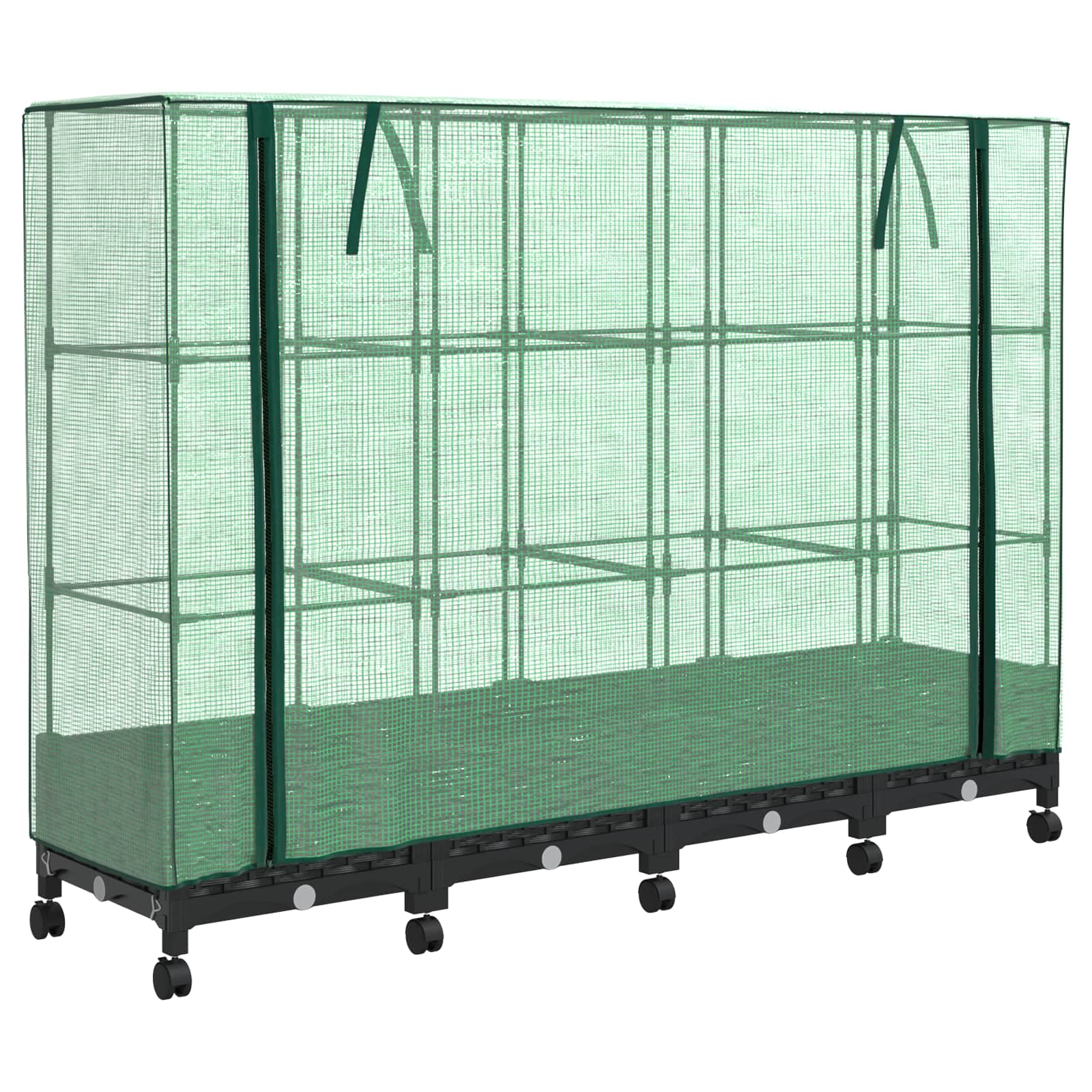 Gartenplanter mit Gewächshausabdeckung und Rädern 4 Stk. PP
