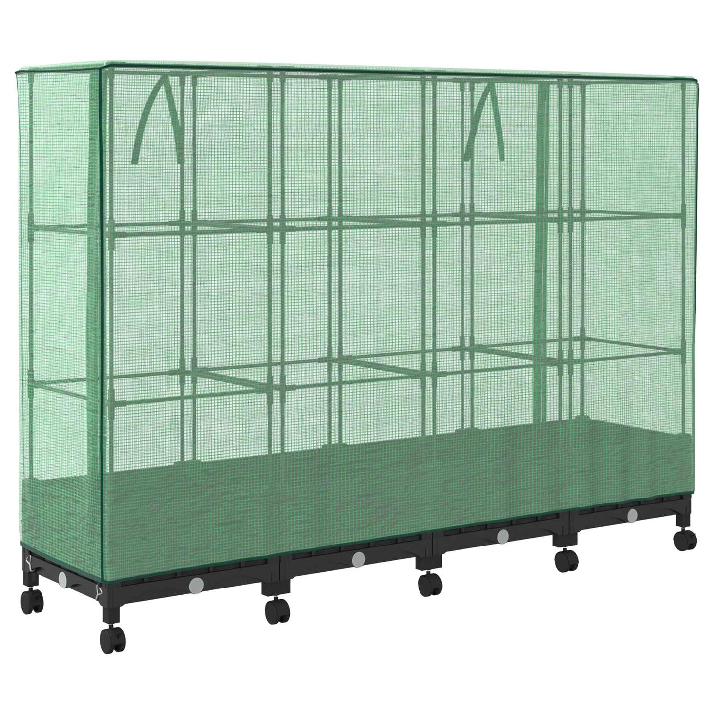 Gartenplanter mit Gewächshausabdeckung und Rädern 4 Stk. PP