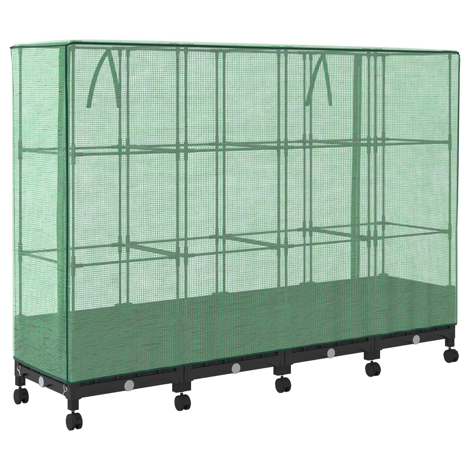 Gartenplanter mit Gewächshausabdeckung und Rädern 4 Stk. PP