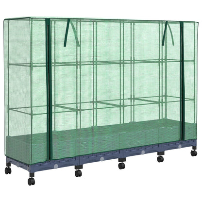 Gartenplanter mit Gewächshausabdeckung und Rädern 4 Stk. PP