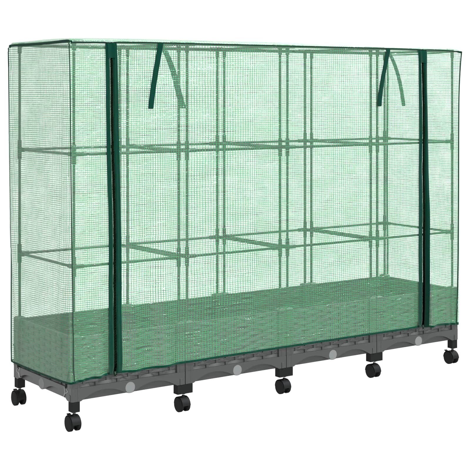 Gartenplanter mit Gewächshausabdeckung und Rädern 4 Stk. PP
