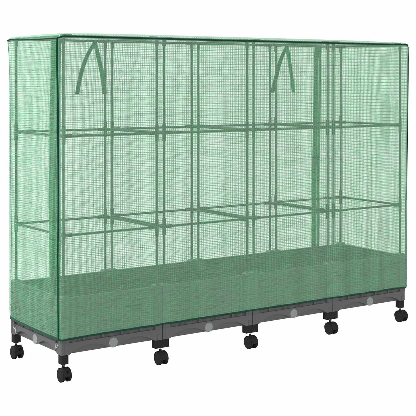 Gartenplanter mit Gewächshausabdeckung und Rädern 4 Stk. PP