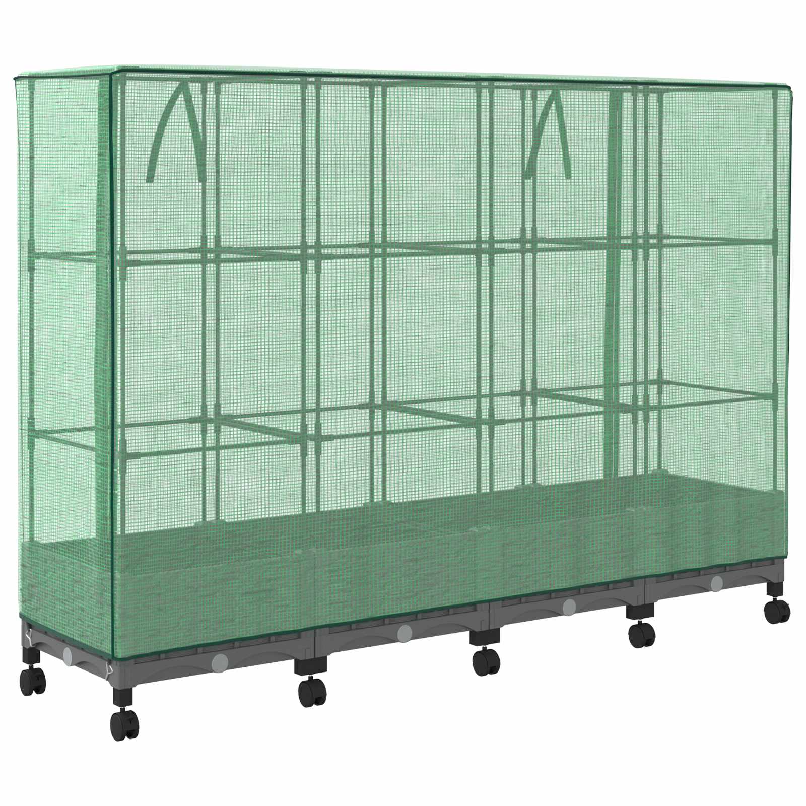 Gartenplanter mit Gewächshausabdeckung und Rädern 4 Stk. PP