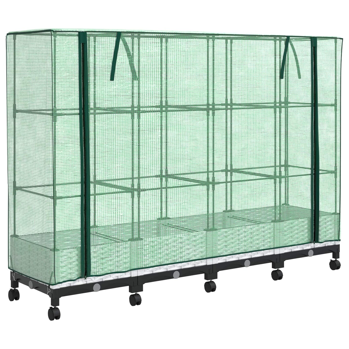 Gartenplanter mit Gewächshausabdeckung und Rädern 4 Stk. Weiß