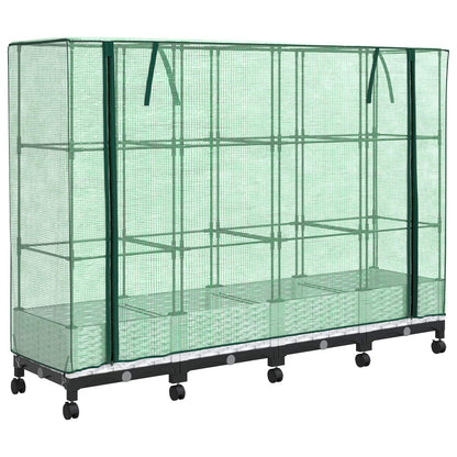 Gartenplanter mit Gewächshausabdeckung und Rädern 4 Stk. Weiß