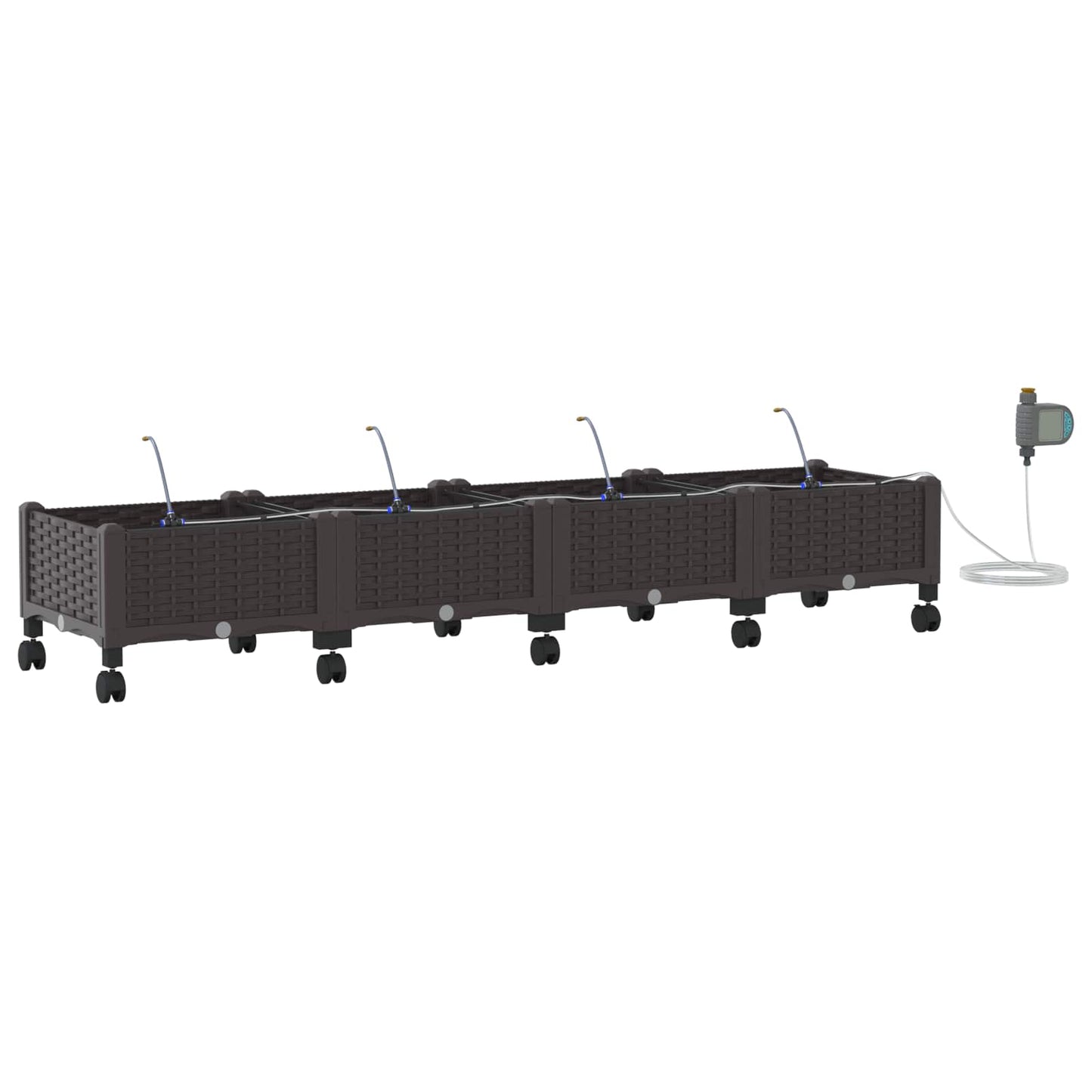 Garten Blumenkübel mit Bewässerung und Rädern 4 Stk. Braun PP
