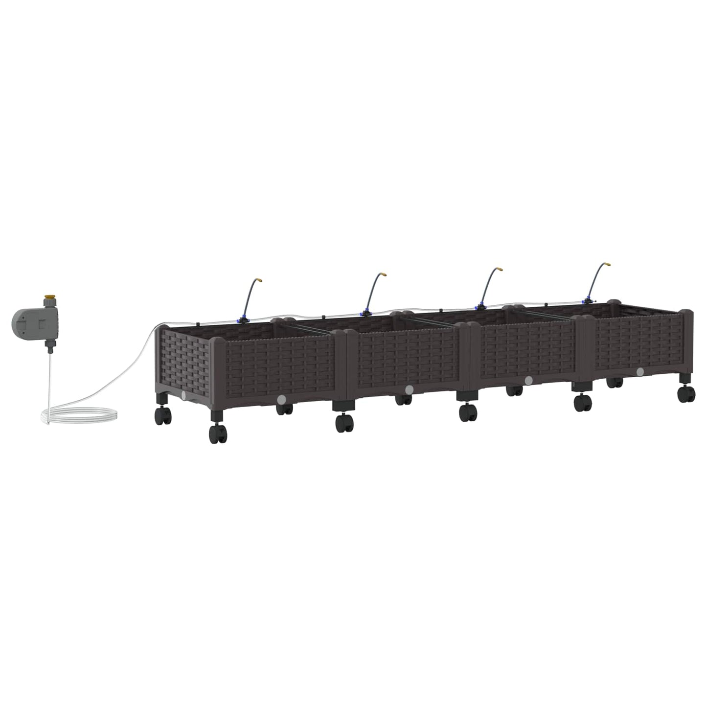 Garten Blumenkübel mit Bewässerung und Rädern 4 Stk. Braun PP
