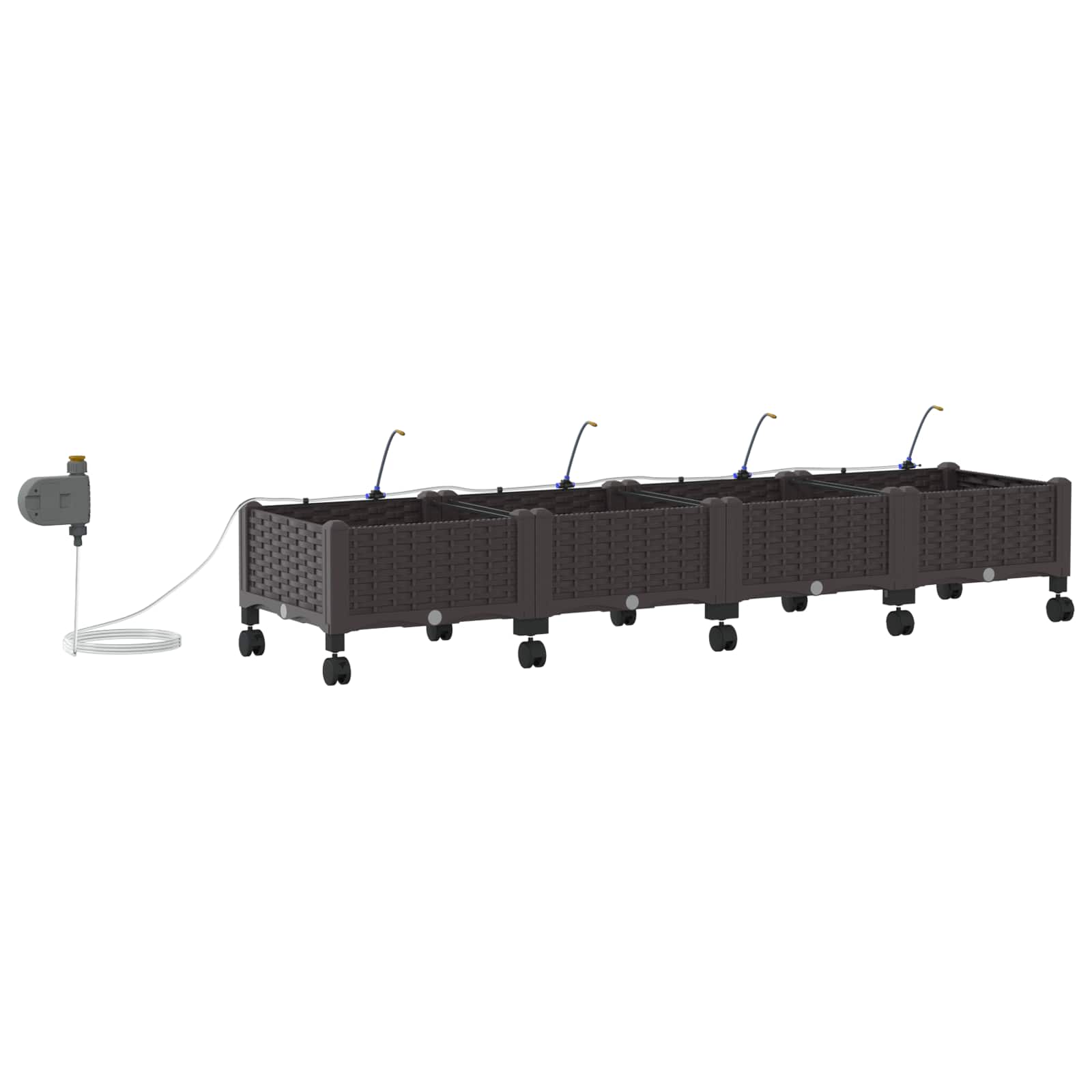 Garten Blumenkübel mit Bewässerung und Rädern 4 Stk. Braun PP