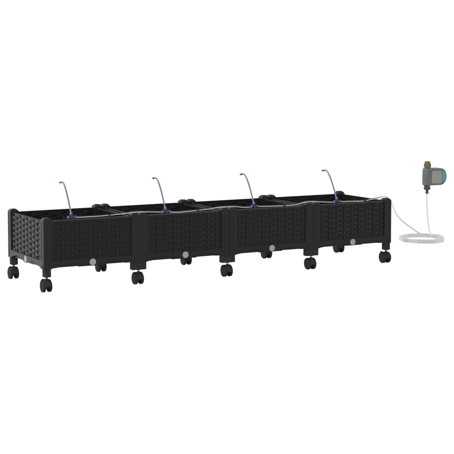 Garten Blumenkübel mit Bewässerung und Rädern 4 Stk. Schwarz PP