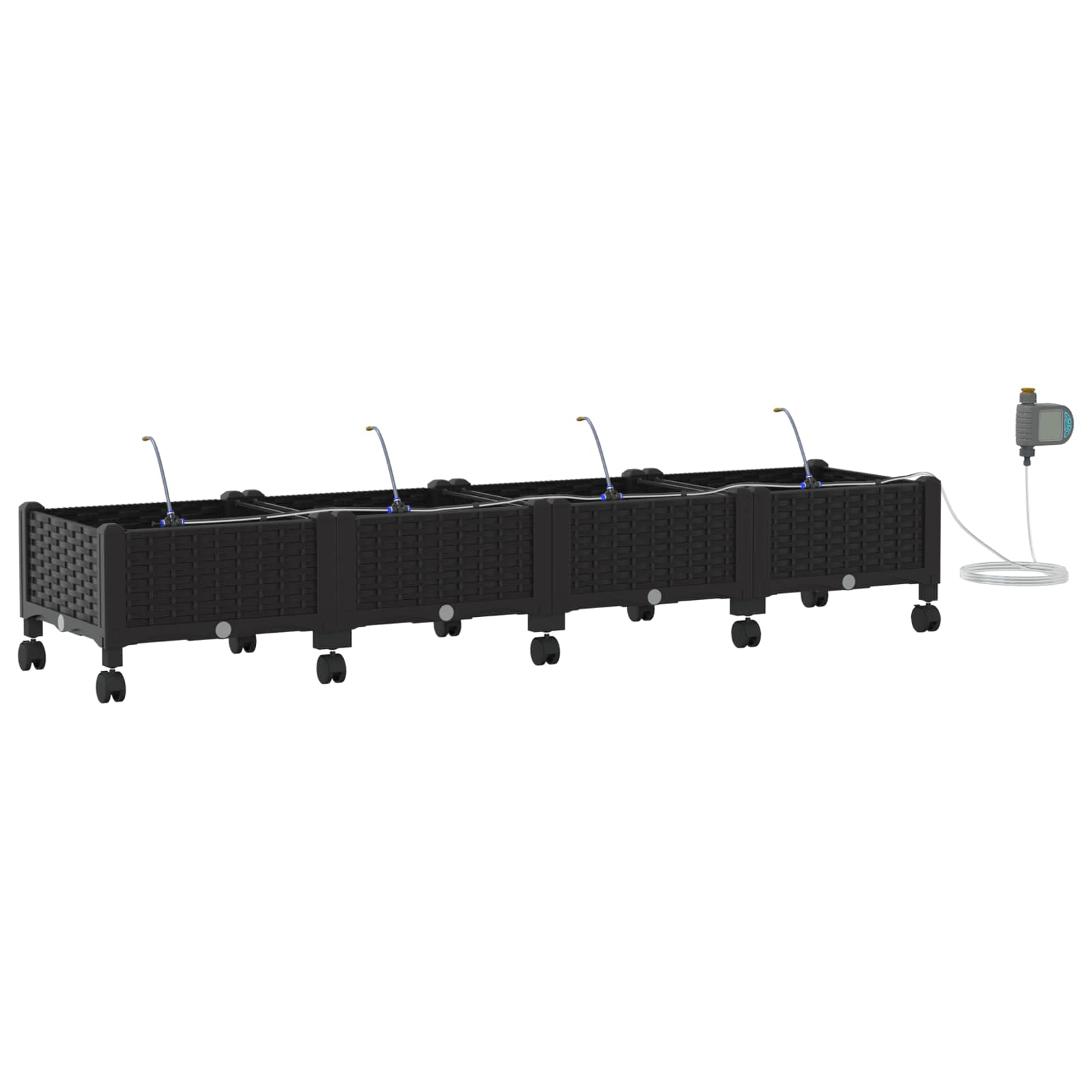 Garten Blumenkübel mit Bewässerung und Rädern 4 Stk. Schwarz PP