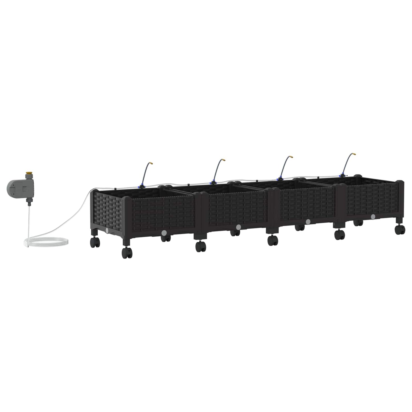 Garten Blumenkübel mit Bewässerung und Rädern 4 Stk. Schwarz PP