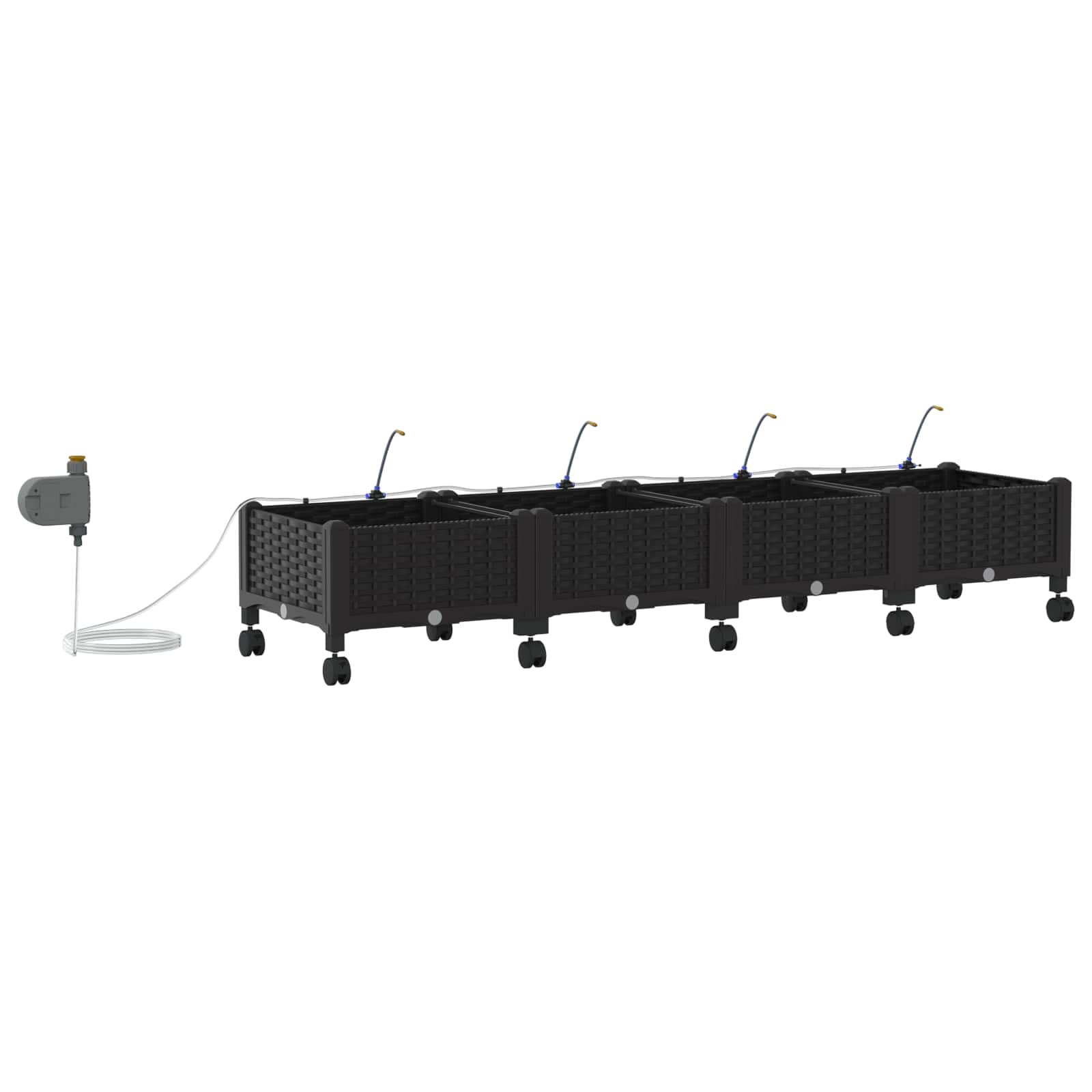 Garten Blumenkübel mit Bewässerung und Rädern 4 Stk. Schwarz PP