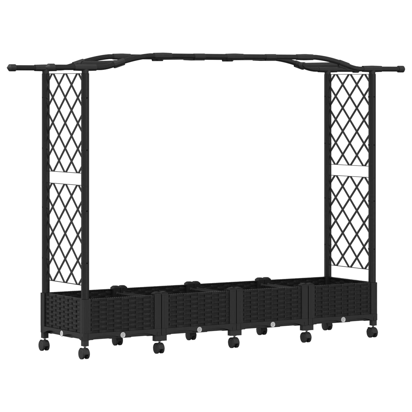 Hochbeet mit Rankgitter und Dach Schwarz 207 x 40 x 129 cm PP