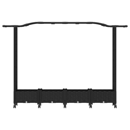Hochbeet mit Rankgitter und Dach Schwarz 207 x 40 x 129 cm PP