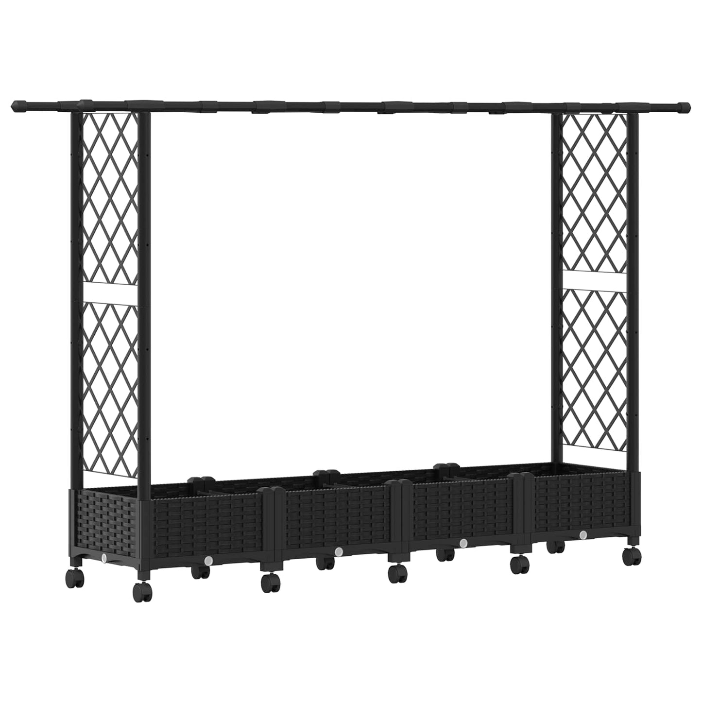 Hochbeet mit Rankgitter und Dach Schwarz 203 x 40 x 127 cm PP