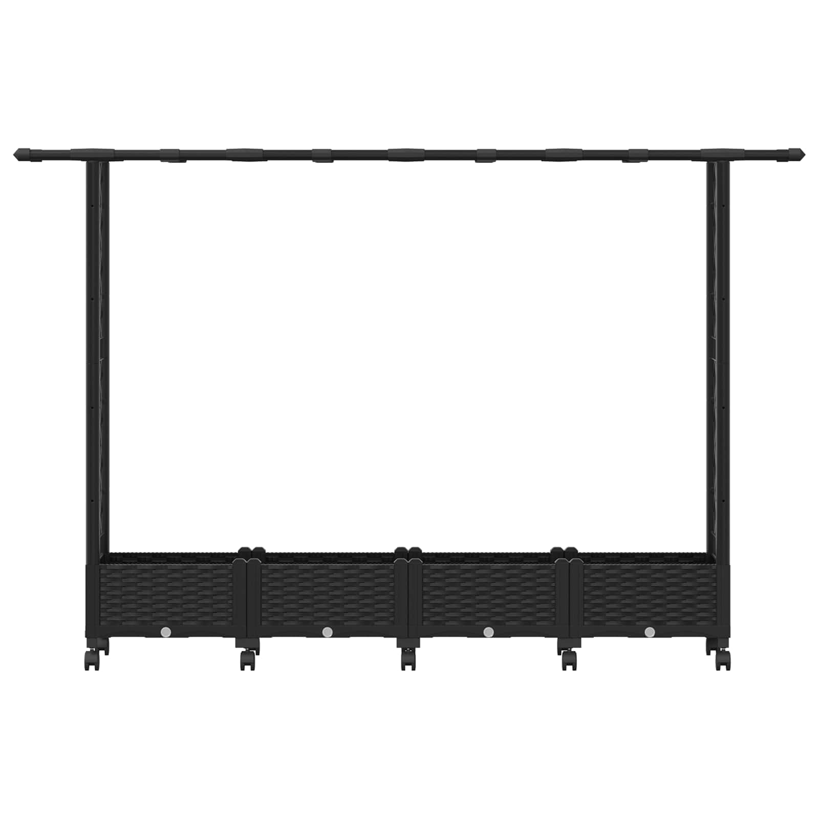 Hochbeet mit Rankgitter und Dach Schwarz 203 x 40 x 127 cm PP