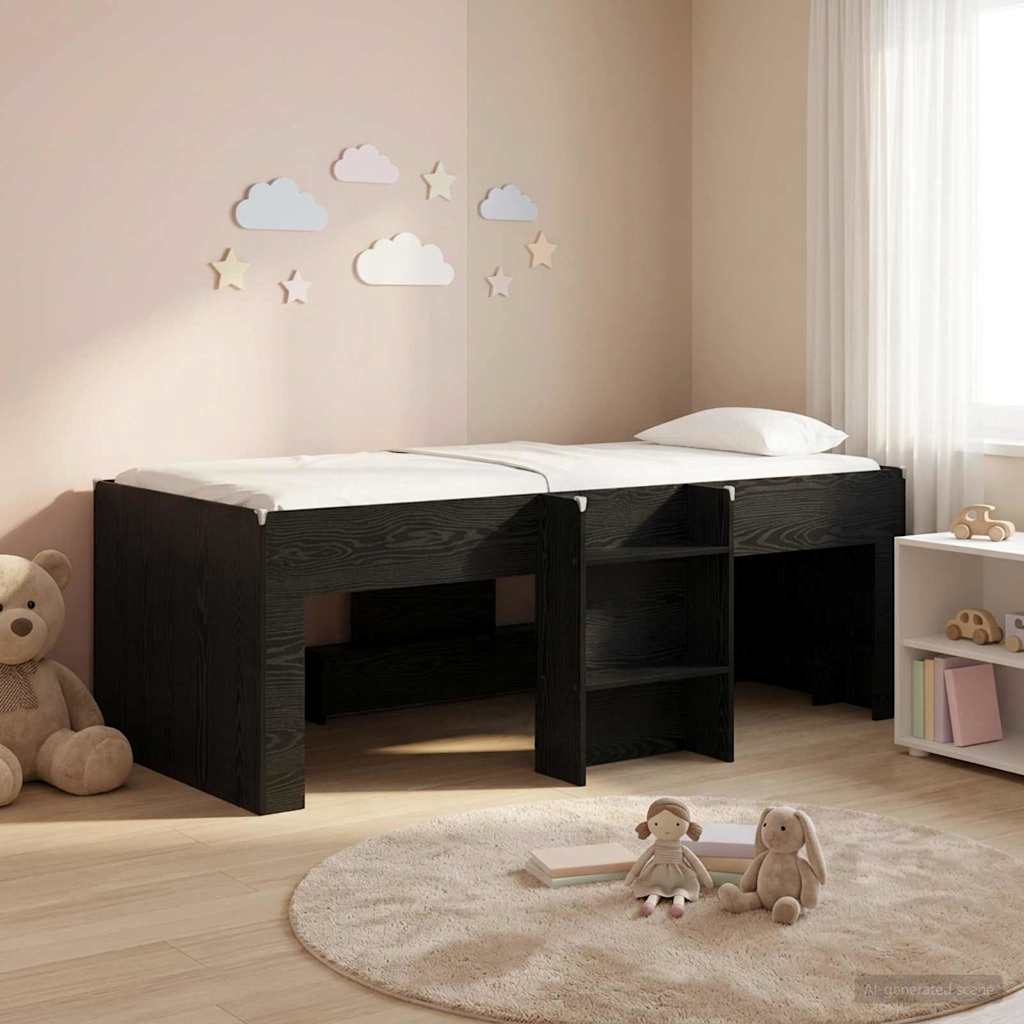 Hochbett für Kinder Schwarz Eichen-Optik 80 x 200 cm