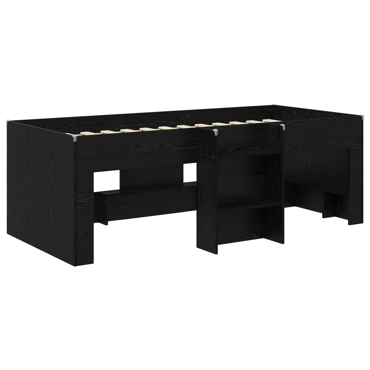 Hochbett für Kinder Schwarz Eichen-Optik 80 x 200 cm