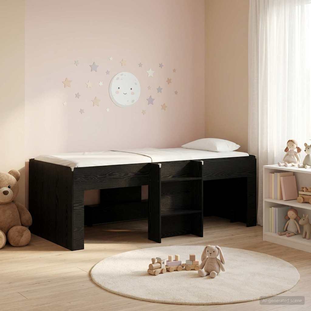 Hochbett für Kinder Schwarze Eiche 90 x 200 cm Holzwerkstoff
