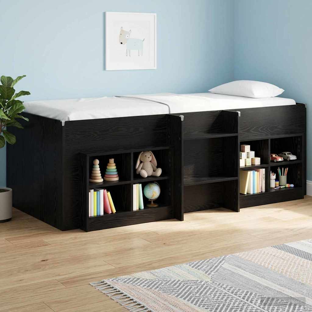 Hochbett für Kinder Schwarze Eiche 90 x 200 cm Holzwerkstoff