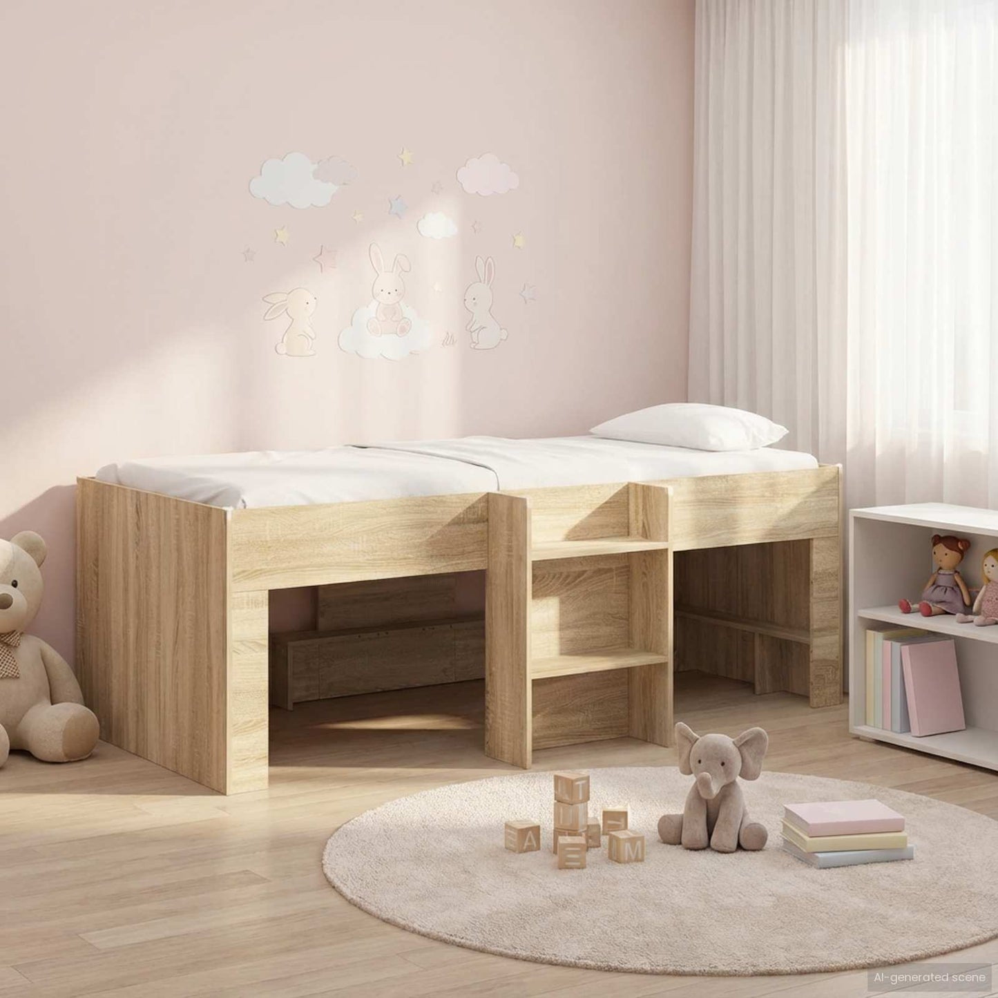 Hochbett für Kinder Sonoma-Eiche 90 x 200 cm Holzwerkstoff