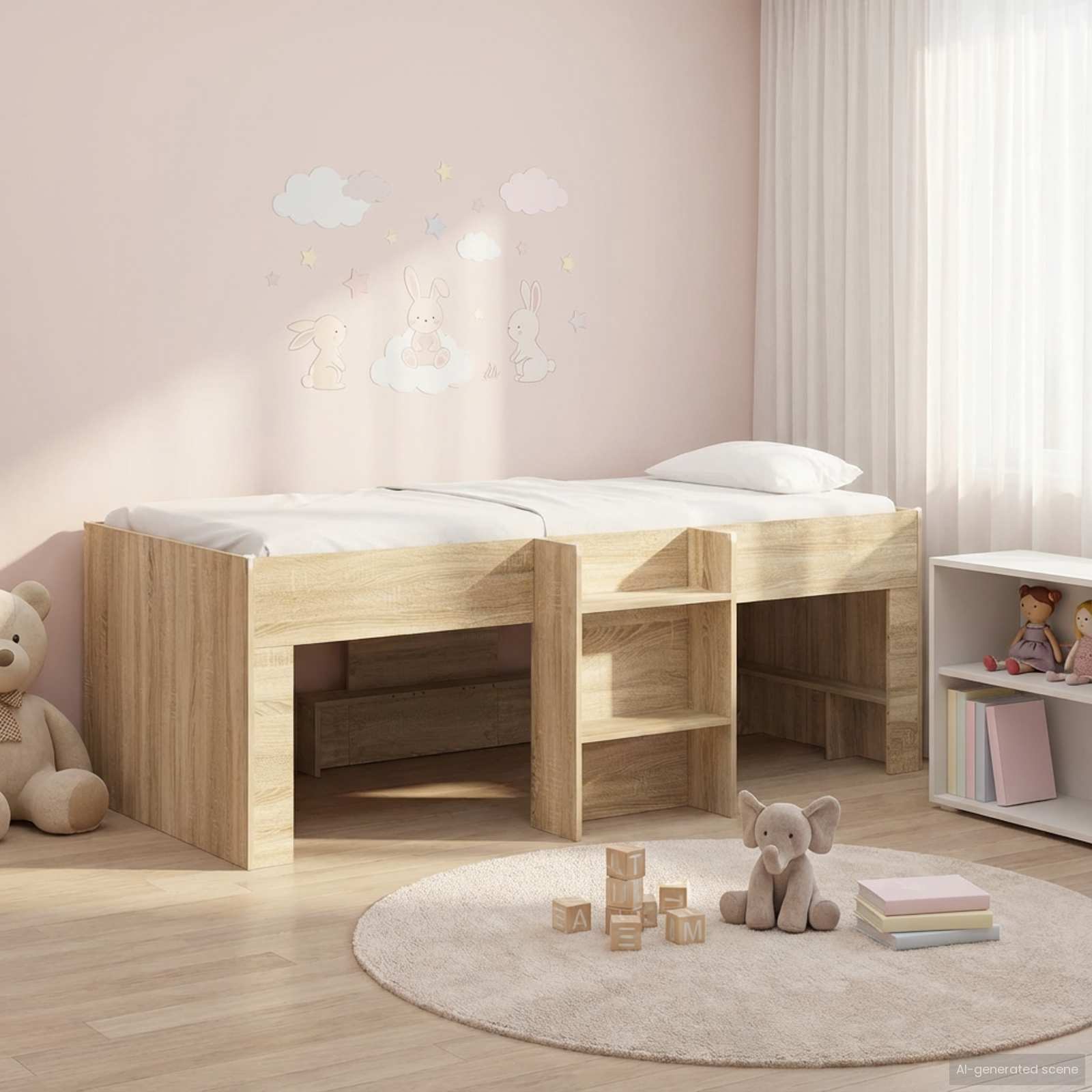 Hochbett für Kinder Sonoma-Eiche 90 x 200 cm Holzwerkstoff