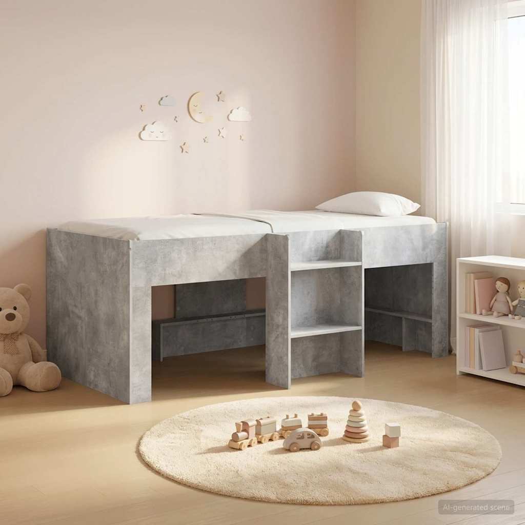 Hochbett für Kinder Betongrau 90 x 200 cm Holzwerkstoff