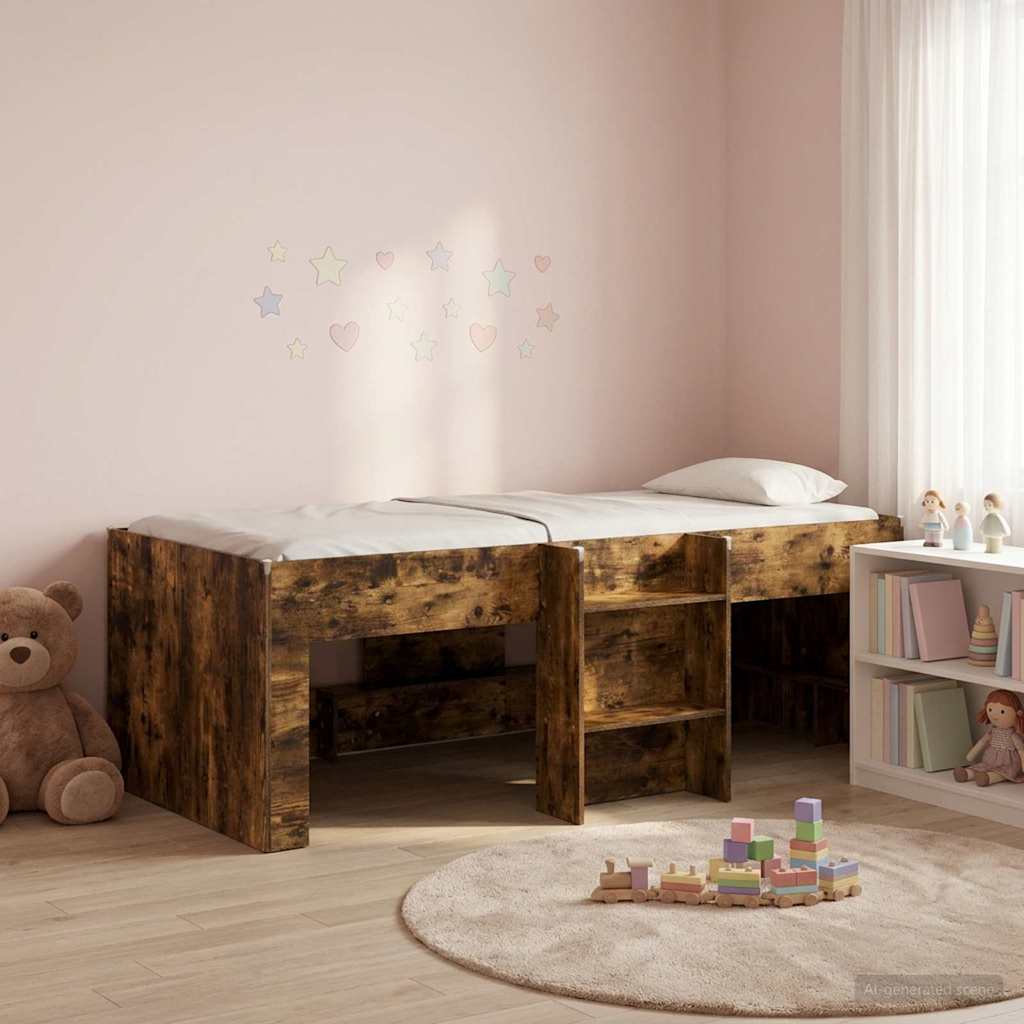 Hochbett für Kinder Raucheiche 90 x 200 cm Holzwerkstoff