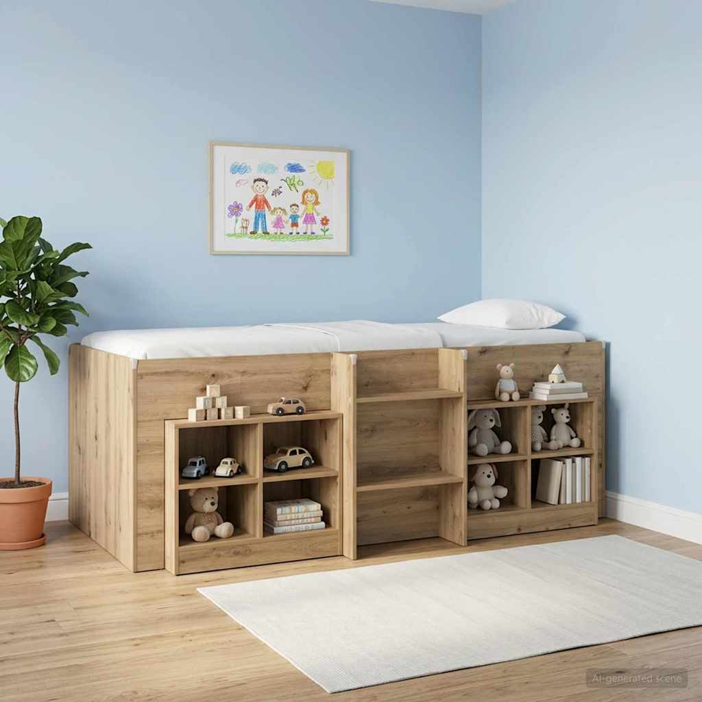 Hochbett für Kinder Artisan-Eiche 90 x 200 cm Holzwerkstoff