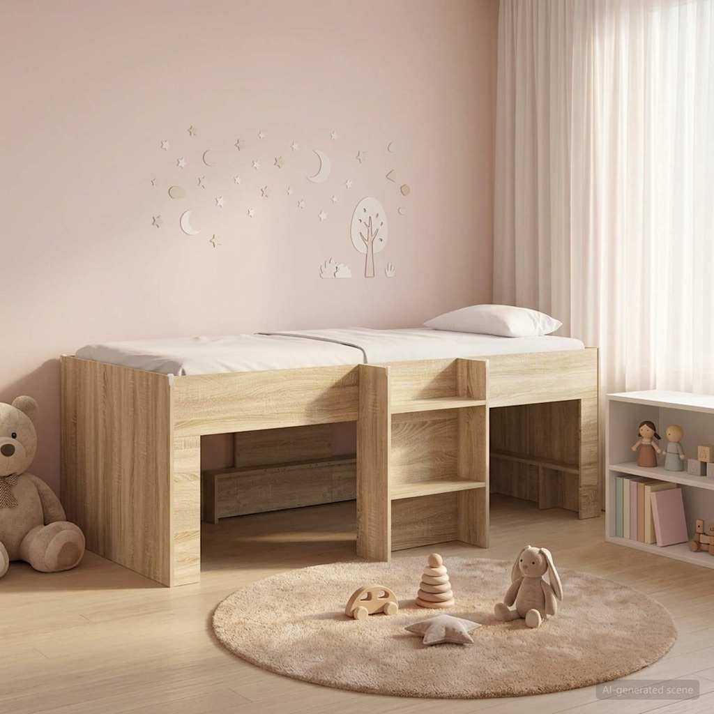 Hochbett für Kinder Sonoma-Eiche 100 x 200 cm Holzwerkstoff