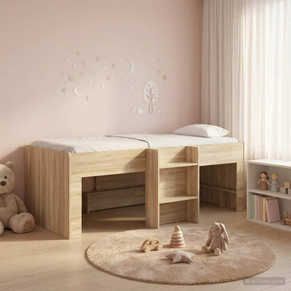 Hochbett für Kinder Sonoma-Eiche 100 x 200 cm Holzwerkstoff