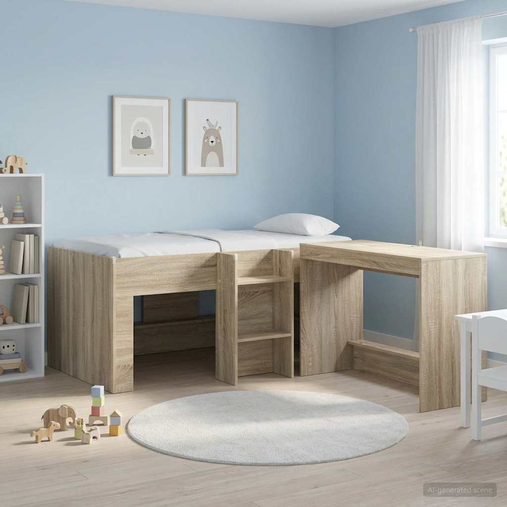 Hochbett für Kinder Sonoma-Eiche 80 x 160 cm Holzwerkstoff