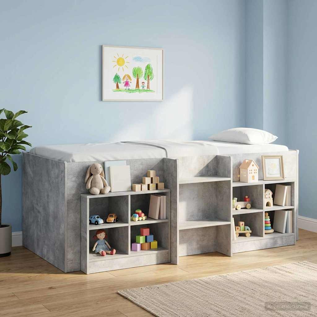 Hochbett für Kinder Betongrau 90 x 190 cm Holzwerkstoff