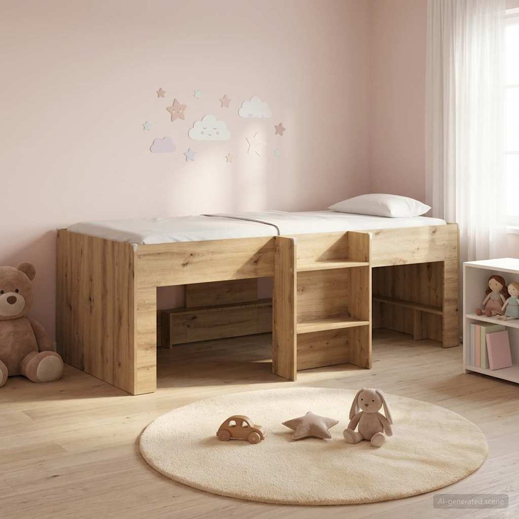 Hochbett für Kinder Artisan-Eiche 90 x 190 cm Holzwerkstoff