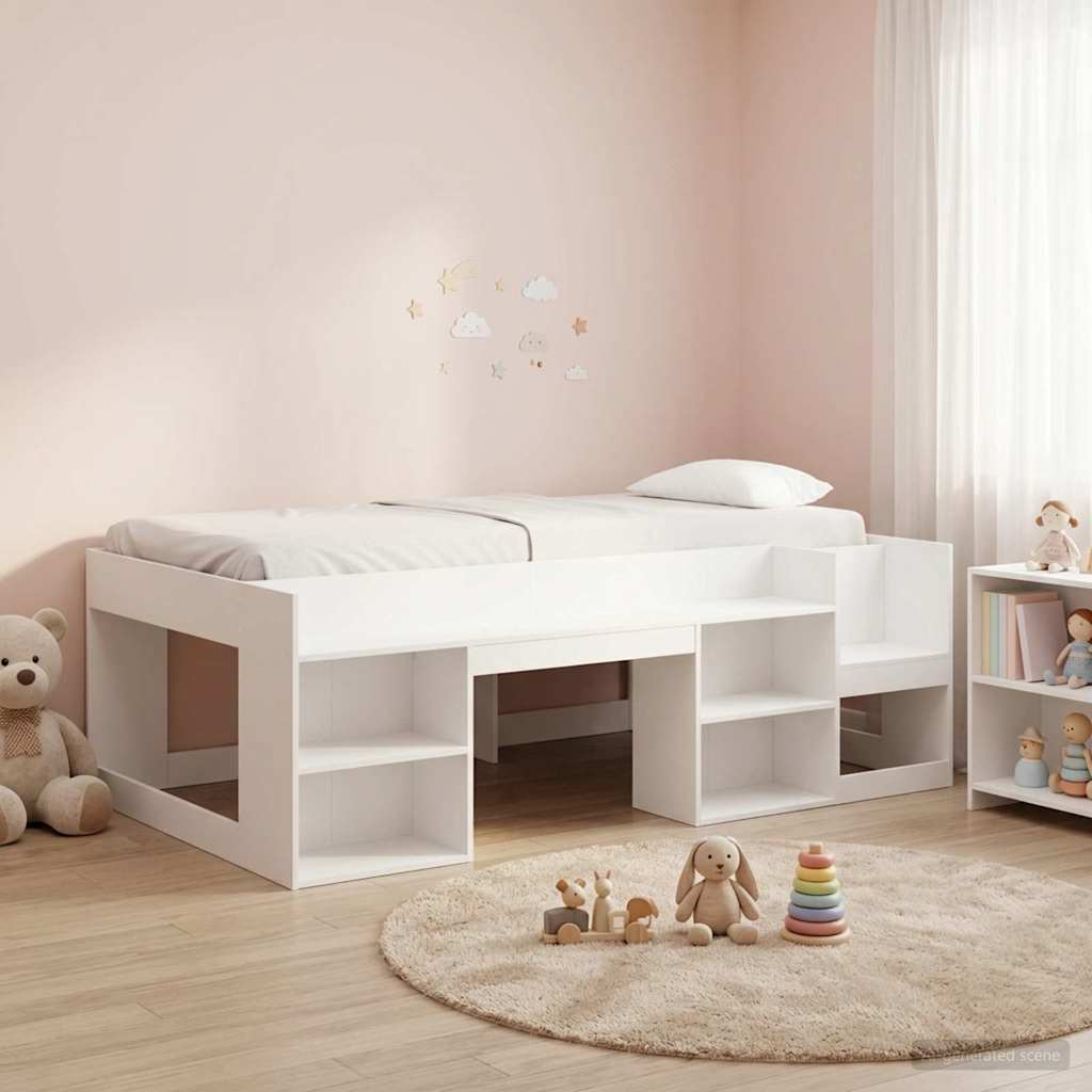 Kinderbettgestell mit Stauraum Weiß 80 x 200 cm Holzwerkstoff