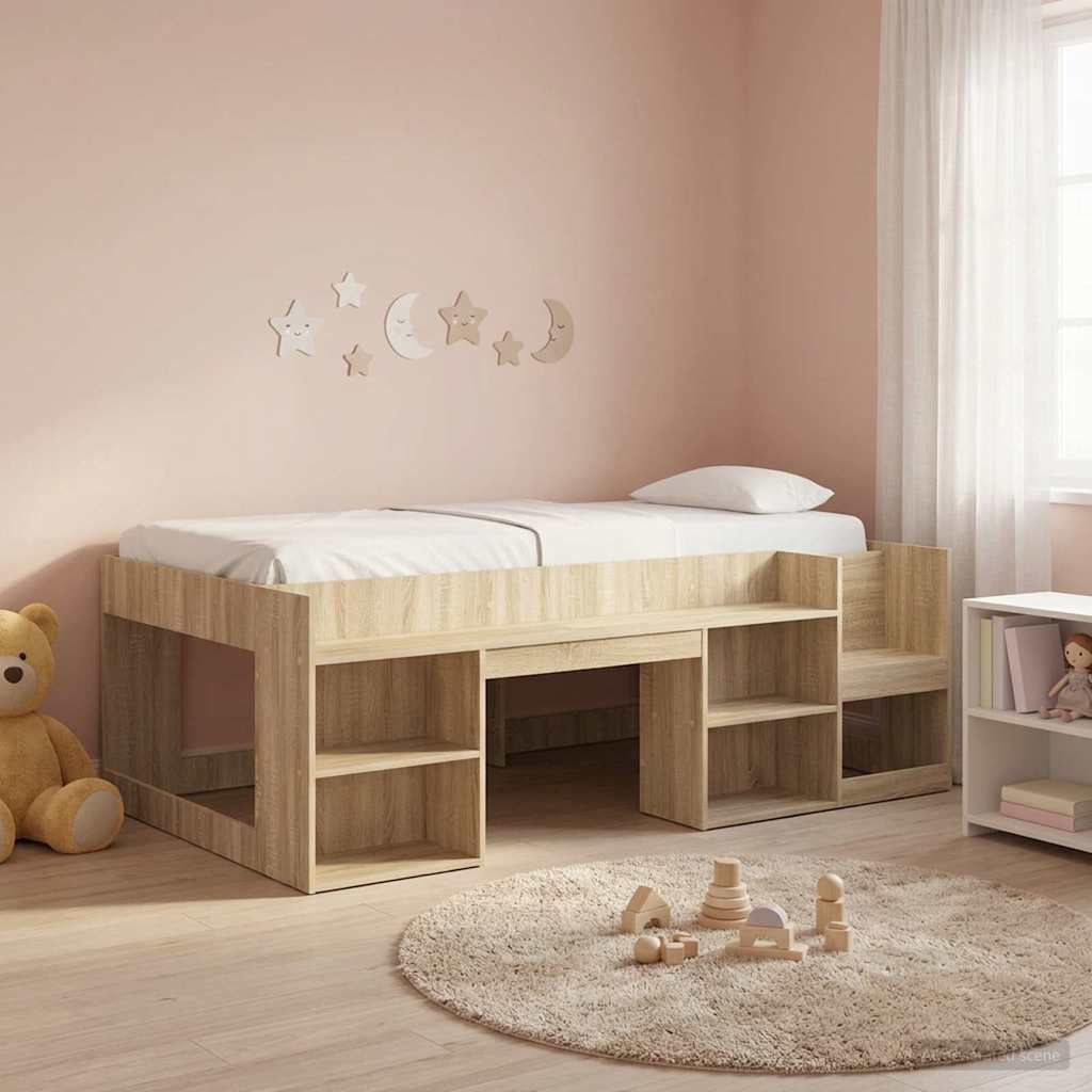Kinderbettgestell mit Stauraum Sonoma-Eiche 80 x 200 cm
