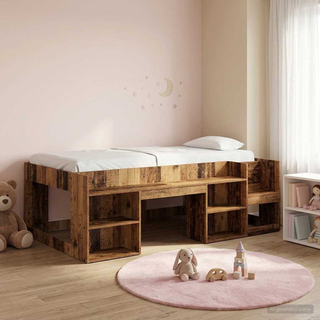 Kinderbettgestell mit Stauraum Altholz 80 x 200 cm