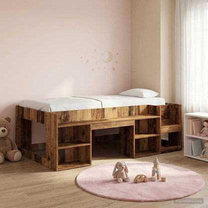 Kinderbettgestell mit Stauraum Altholz 80 x 200 cm