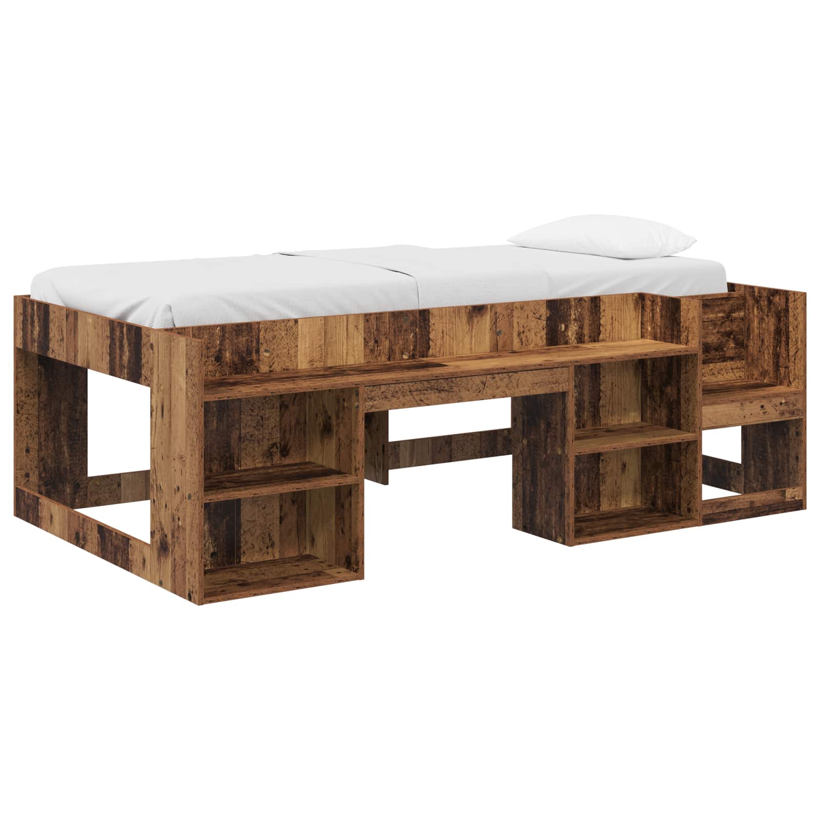 Kinderbettgestell mit Stauraum Altholz 80 x 200 cm