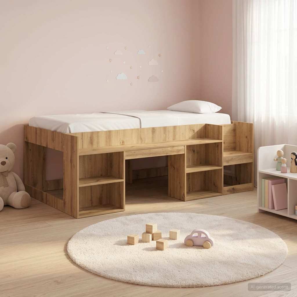 Kinderbettgestell mit Stauraum Artisan-Eiche 80 x 200 cm